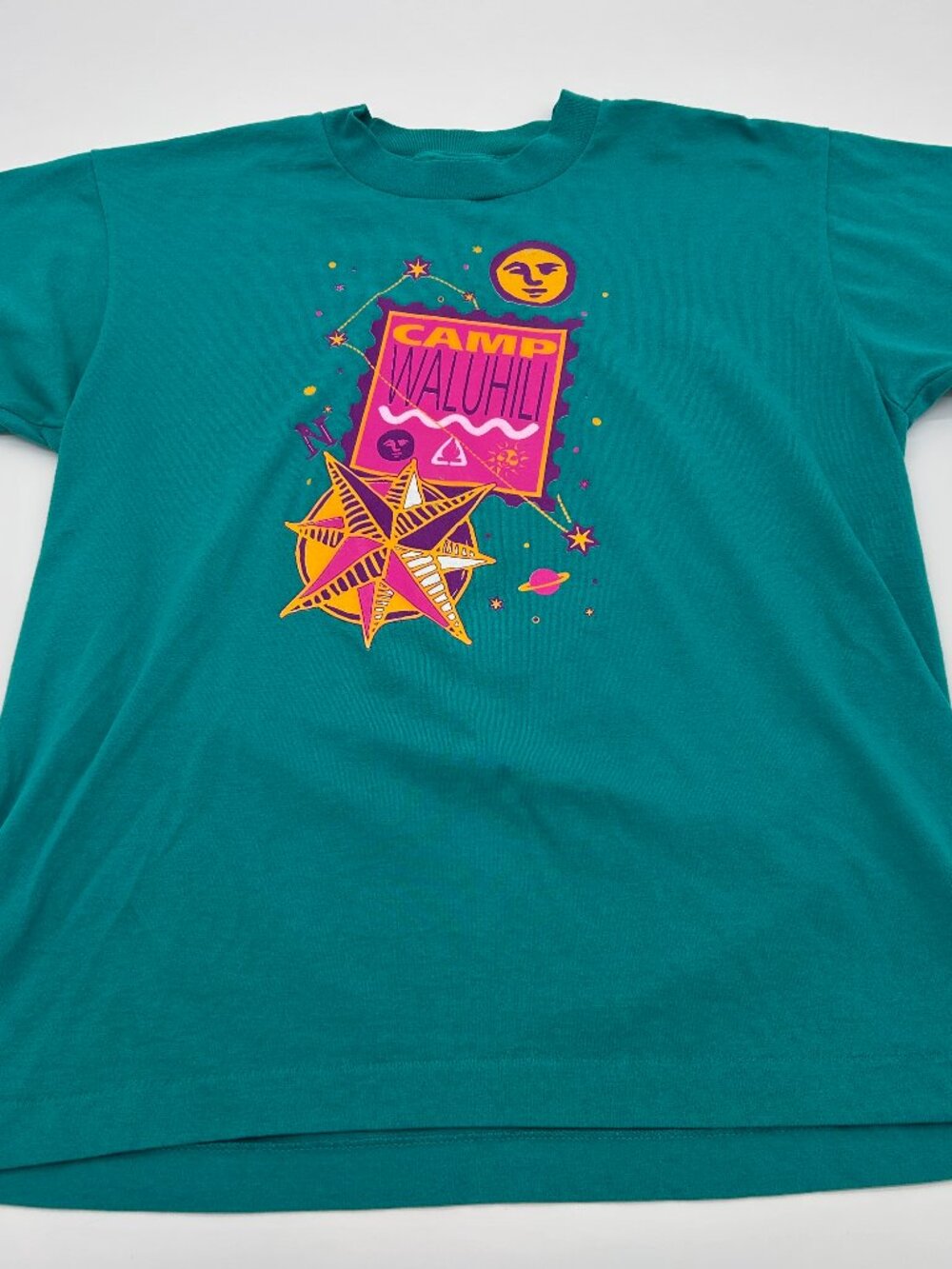 Vintage 90s‎ Y2K Single Stitch T-shirt  Sun & Moon Celestial Camp Waluhili Large
